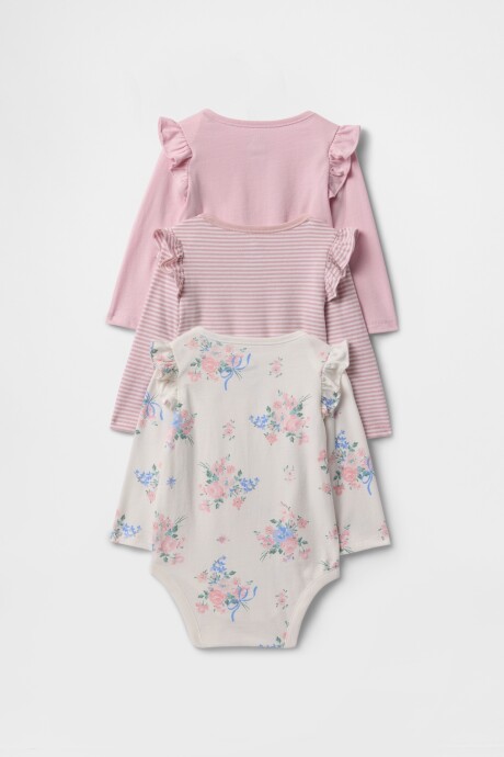 Bodies Pack X3 Manga Larga Bebe Rose Mist