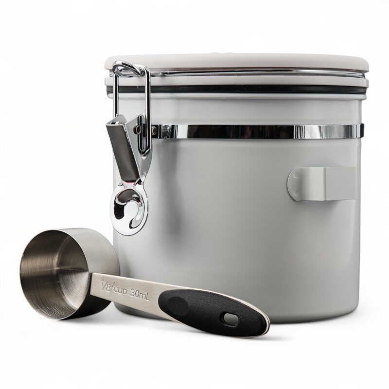 Recipiente Hermetico Ac Inox Para Granos Valv Co2 1.2lt Blanco