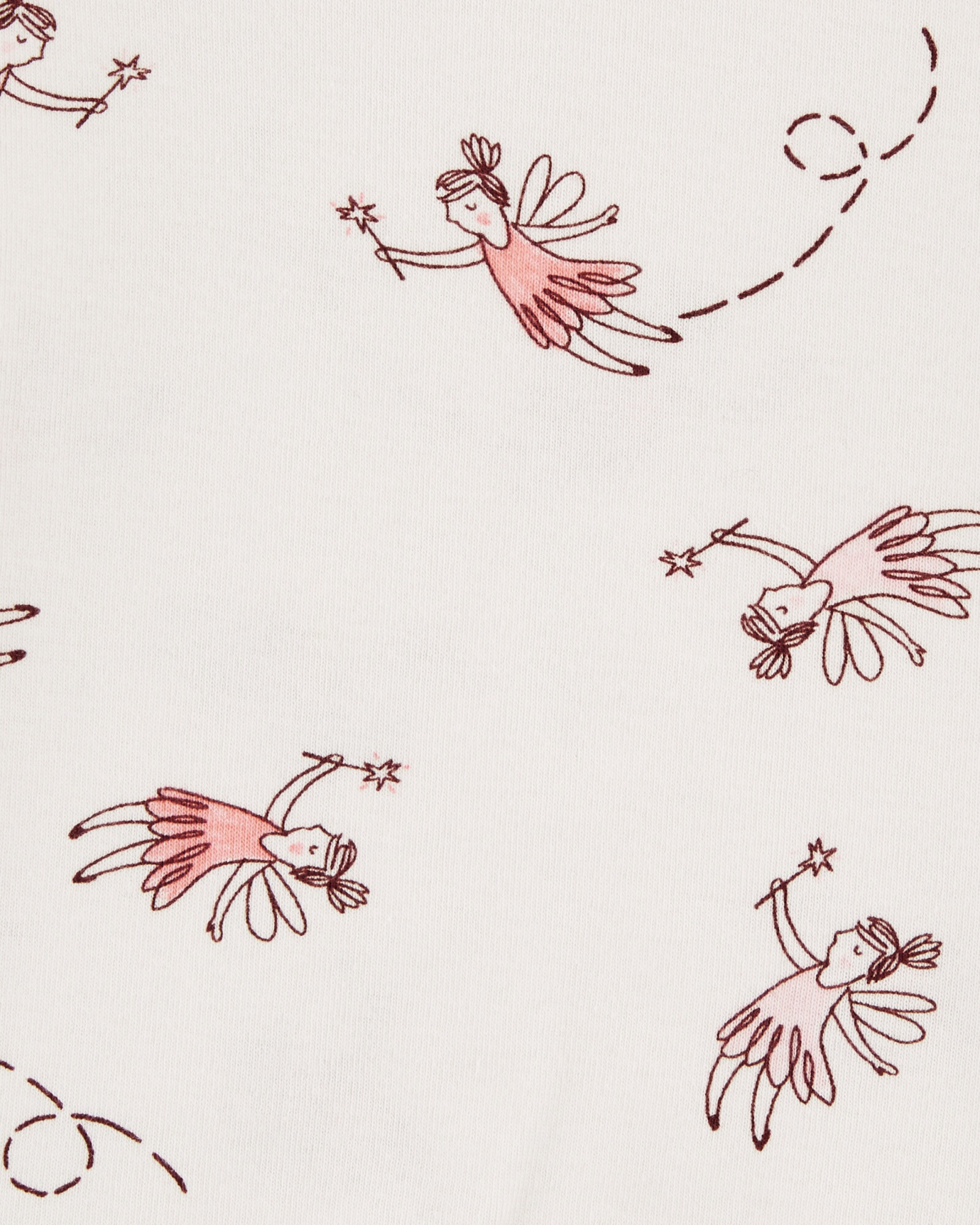 Pijama cuatro piezas de algodón, dos remeras y dos pantalones, tonos rosados, diseño hadas Pijama cuatro piezas de algodón, dos remeras y dos pantalones, tonos rosados, diseño hadas