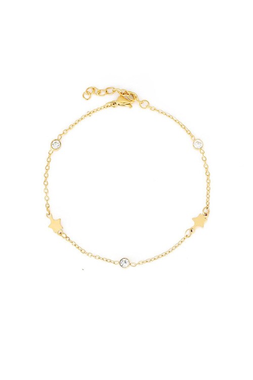 Pulsera con circonia y estrellas Dorado