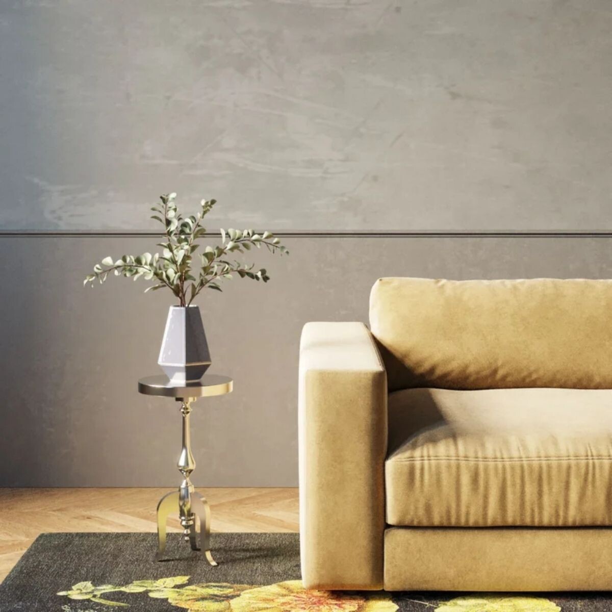 MESA AUXILIAR BAROCCO Plateado CIRCULAR 