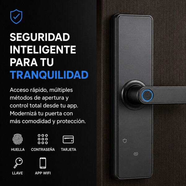 Cerradura Inteligente Digital Huella Contraseña Tarjeta Wifi Color Negro