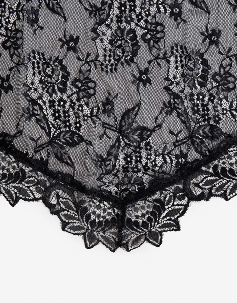 Pañuelos Raso Pañuelo Triangular De Encaje Negro - Negro