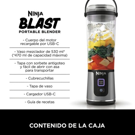 Licuadora Ninja Blast portátil Bc151eubk Negro