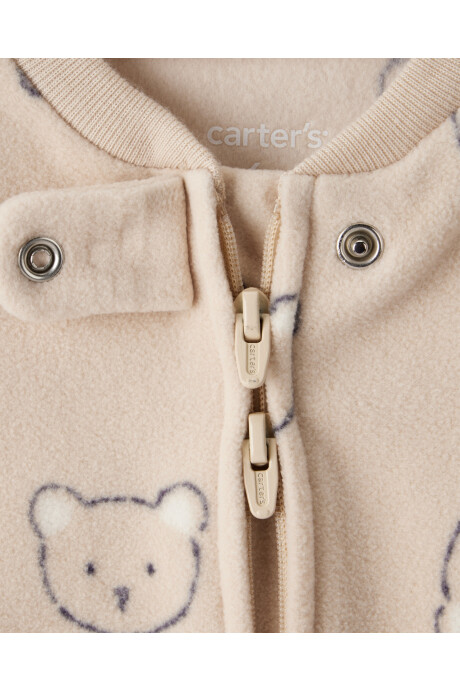 Pijama una pieza de DreamPlush, con pie, beige, diseño caritas de oso Sin color