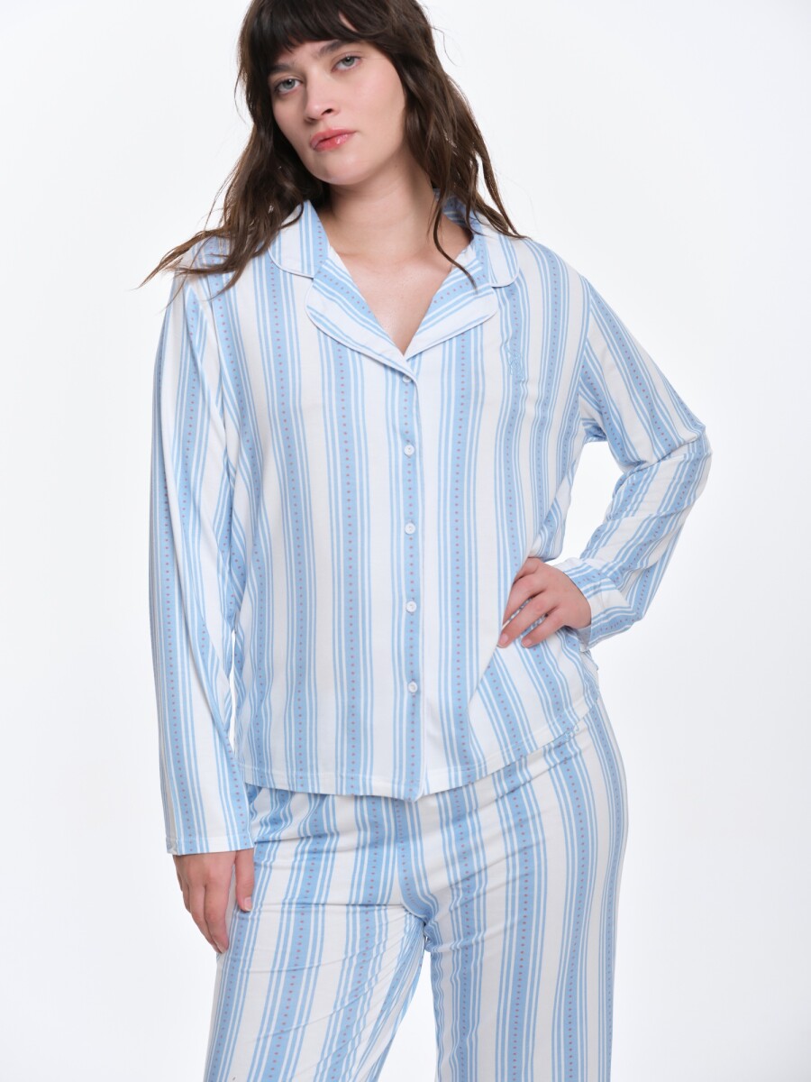 Camisa Charlotte - Rayas Celeste 
