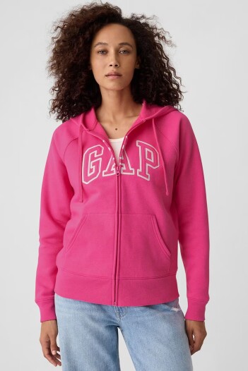 Canguro Con Cierre Con Felpa Logo Gap Mujer Sizzling Fuchsia