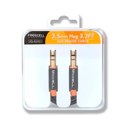 Cable auxiliar 3.5mm 1 metro FREECELL caja de acrìlico Cable auxiliar 3.5mm 1 metro FREECELL caja de acrìlico