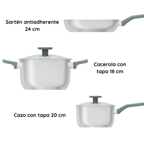 Juego de Bateria 3 Piezas Acero Inoxidable Gris Ocean Berghoff Juego de Bateria 3 Piezas Acero Inoxidable Gris Ocean Berghoff