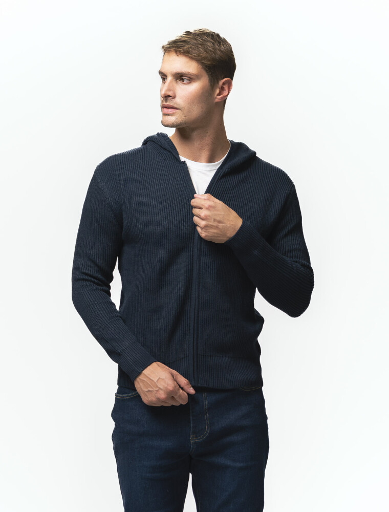 Campera Tejida con Capucha TRENTO Marino