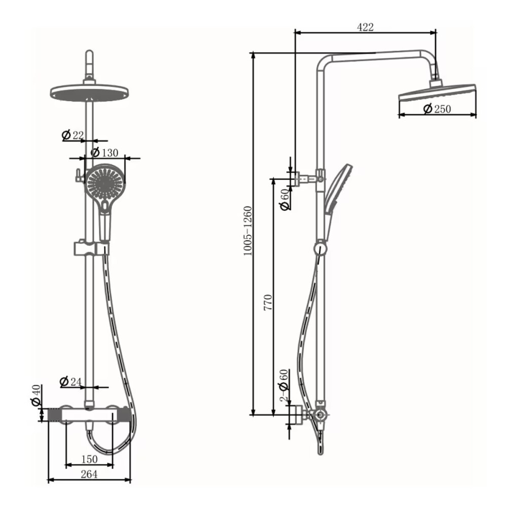 Barral de ducha exterior termostático Signature bronce cepillado Barral De Ducha Exterior Termostático Signature Bronce Cepillado