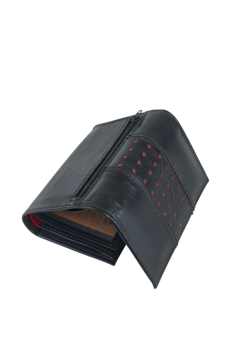 Billetera Dama Compacta con Perforaciones Negro