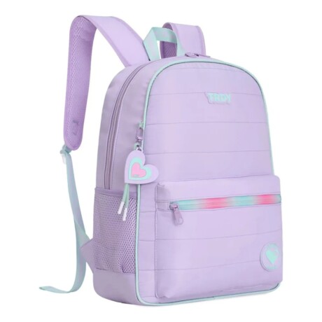 Mochila Trendy Escolar con porta botellas y llavero Lila