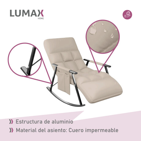 Sillón Reposera Lumax Mecedora Respaldo bolsillo Ajustable Beige