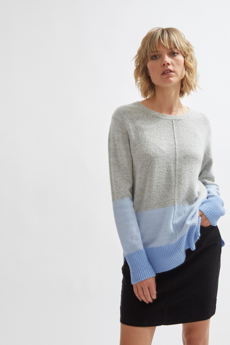 Sweater oversized color block gris melange