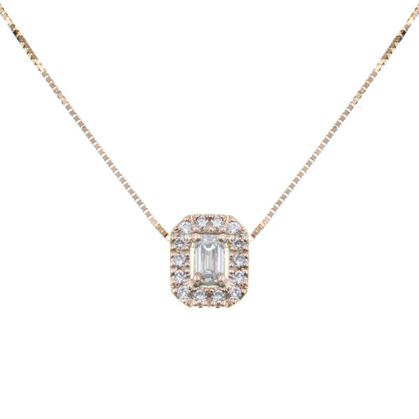 Colgante Fernanda V. en oro rosa 18k con brillantes, incluye cadena Colgante Fernanda V. en oro rosa 18k con brillantes, incluye cadena