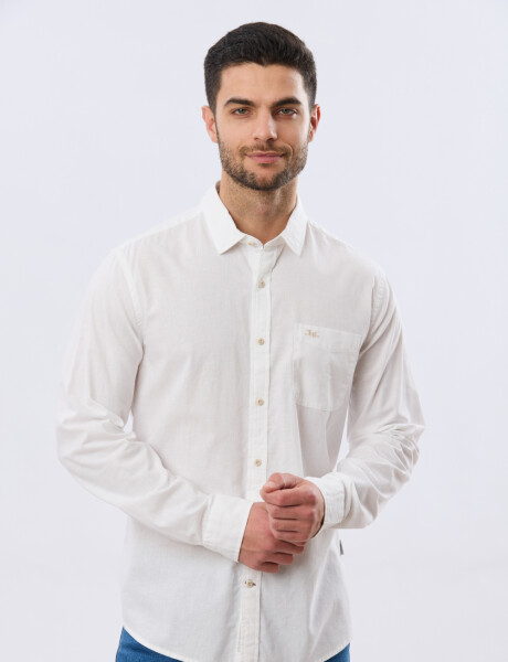 CAMISA LISA DE LINO Blanco