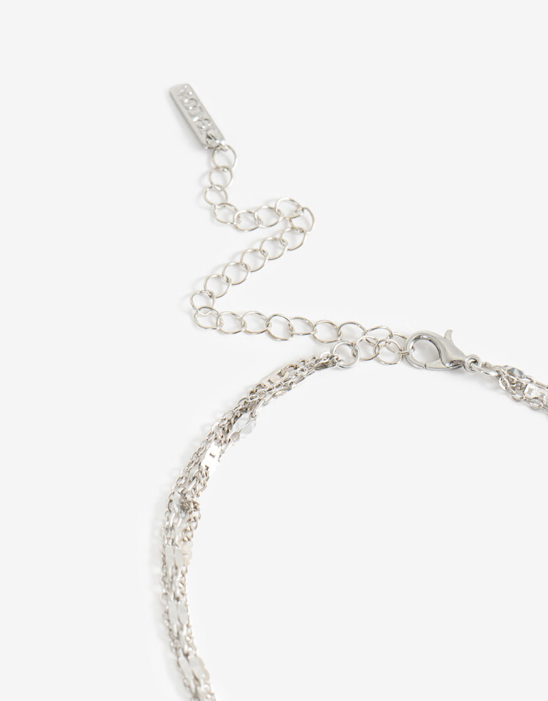Collares Cortos Metal Collar Corto Dijes Corazones - Plateado Rodio
