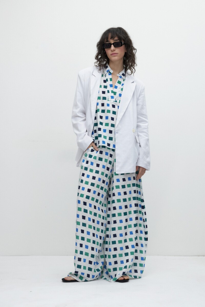 Blusa oversized con estampa geométrica - azul regata 