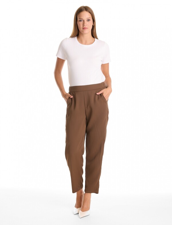 Pantalon Relaxed Fit & Cintura Elástica Posterior MARRON