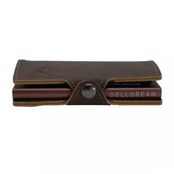 Billetera Tarjetero Dellorean Protección RFID Anticlonación Variante Color Marron