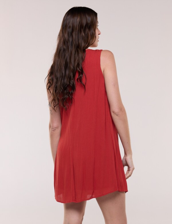 Vestido Corto Con Apliques TERRACOTA