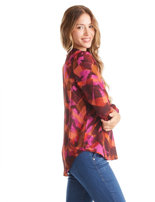 Blusa Gasa Print MULTI/MARRON
