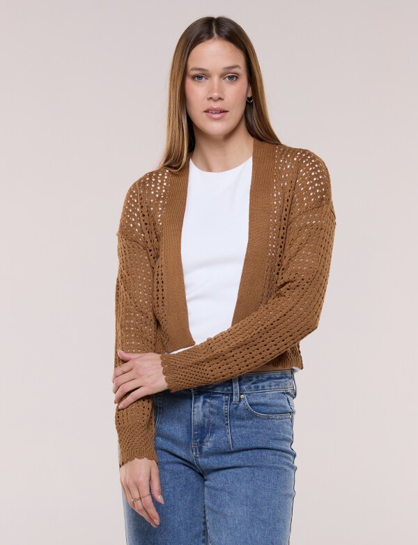 Cardigan Corto Calado TOSTADO