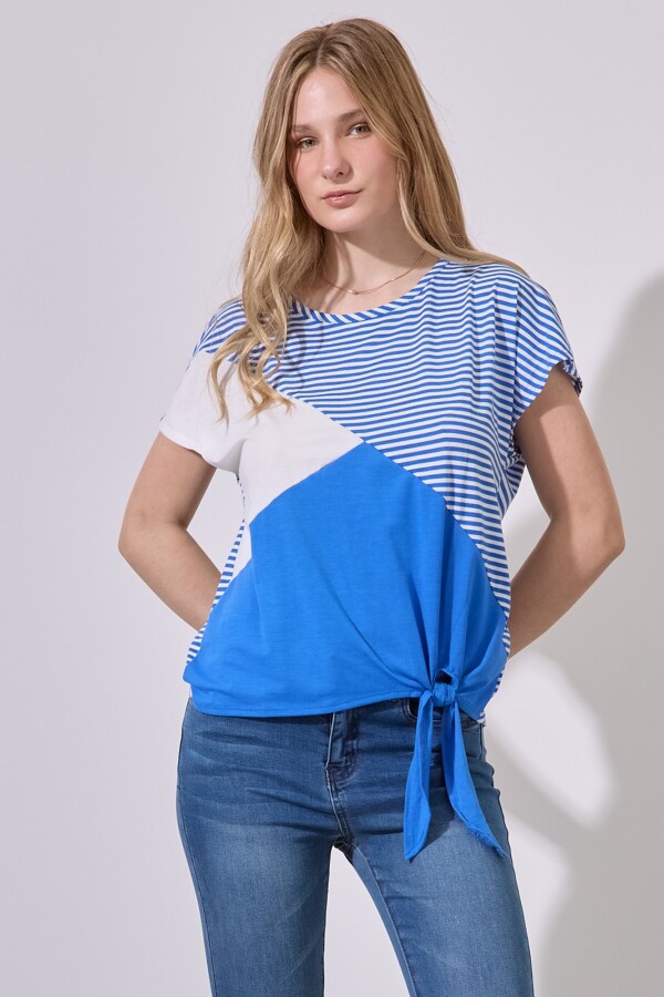 Remera Lineas AZUL/BLANCO