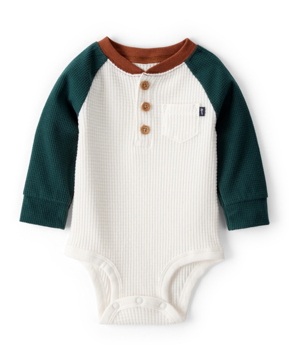 Body henley de algodón térmico, diseño clolorblock 