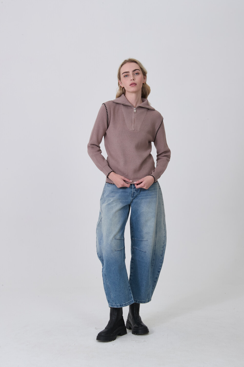 Sweater Zippy Taupe / Mink / Vison