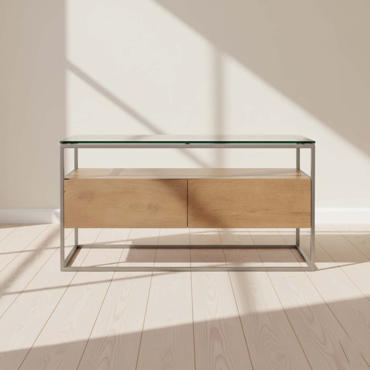 MESA RATONA - VIDRIO-MADERA-Y-METAL MARRON VITRO AVELLANA 