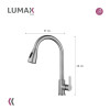 Grifo de cocina gourmet extensible de una sola manija Gris Inox