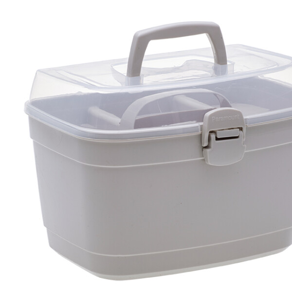CAJA PLASTICA MULTIUSO CON BANDEJA G 35X24X22 CM. MULTICOLOR