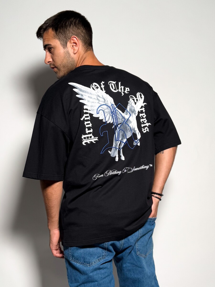 Remera oversize con estampas Iker - Negro 