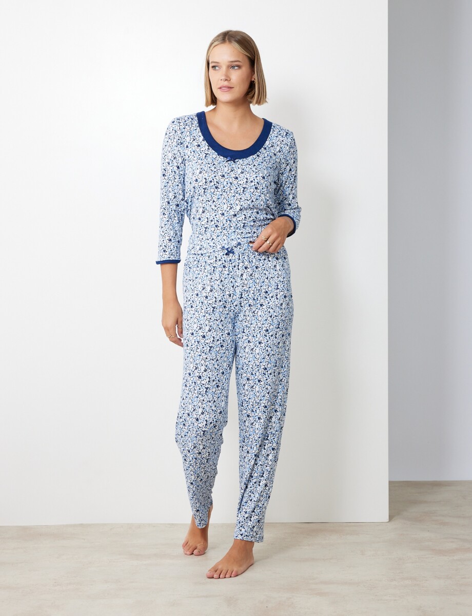 Set Pijama Remera & Pantalon - Multi/azul 