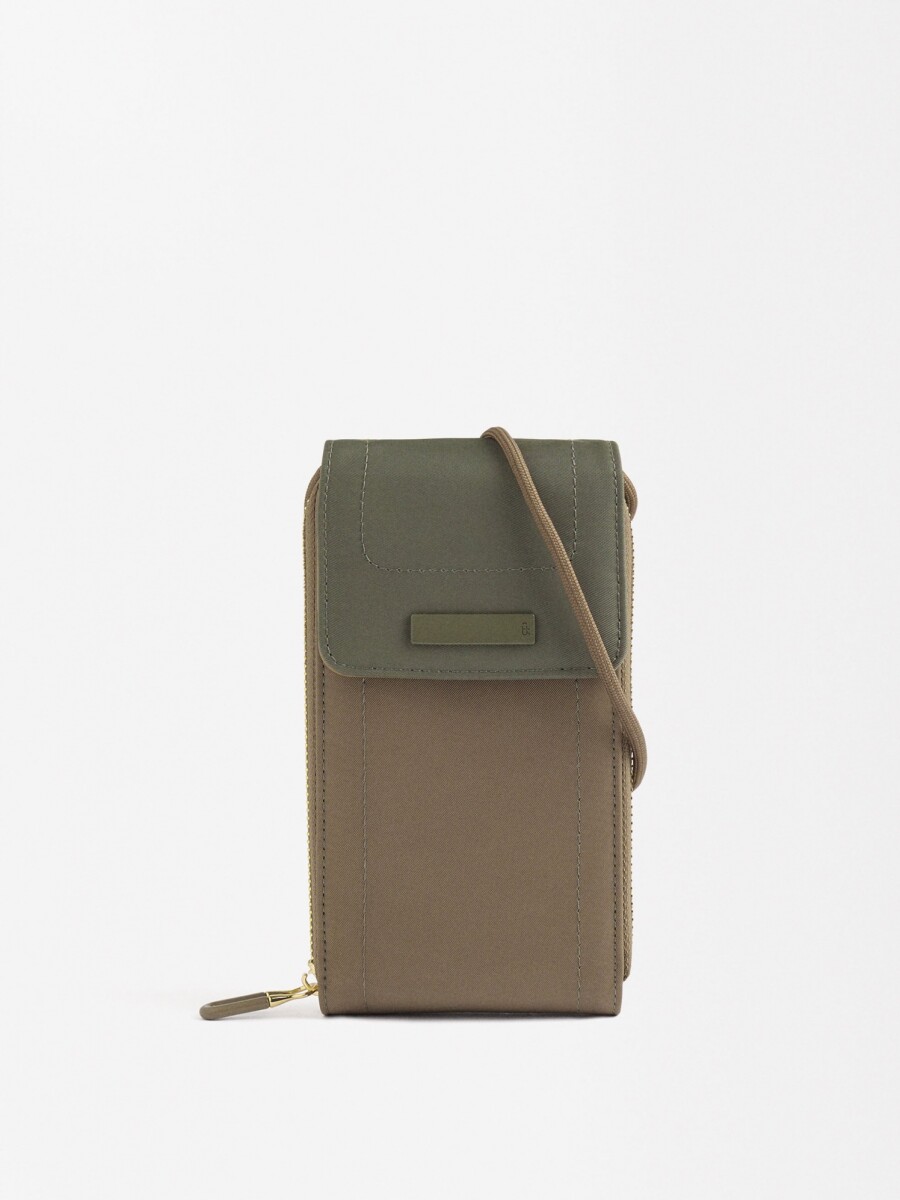 Bolsa Para Móvil De Nylon Color Block caqui