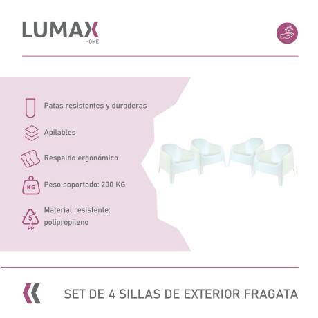 Set de 4 Sillas de jardin exterior Fragata Blanco Set de 4 Sillas de jardin exterior Fragata Blanco