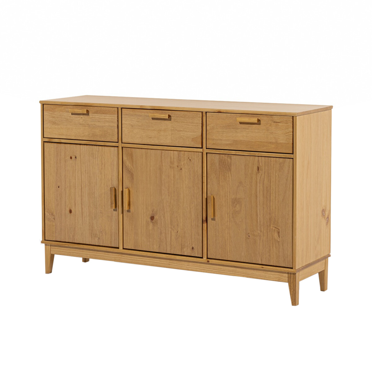 APARADOR BUFFET DE 3 PUERTAS 3 CAJONES EN MADERA MACIZA - COLOR MADERA 