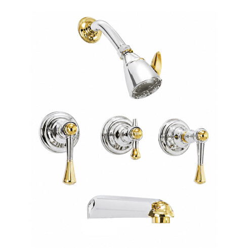 DUCHA DE EMPOTRAR BIMANDO CROMO ORO BRILLO PARA BAÑO BERNA CROMO