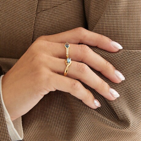 Anillo Cielo Topacio Celeste - Oro 9k Anillo Cielo Topacio Celeste - Oro 9k