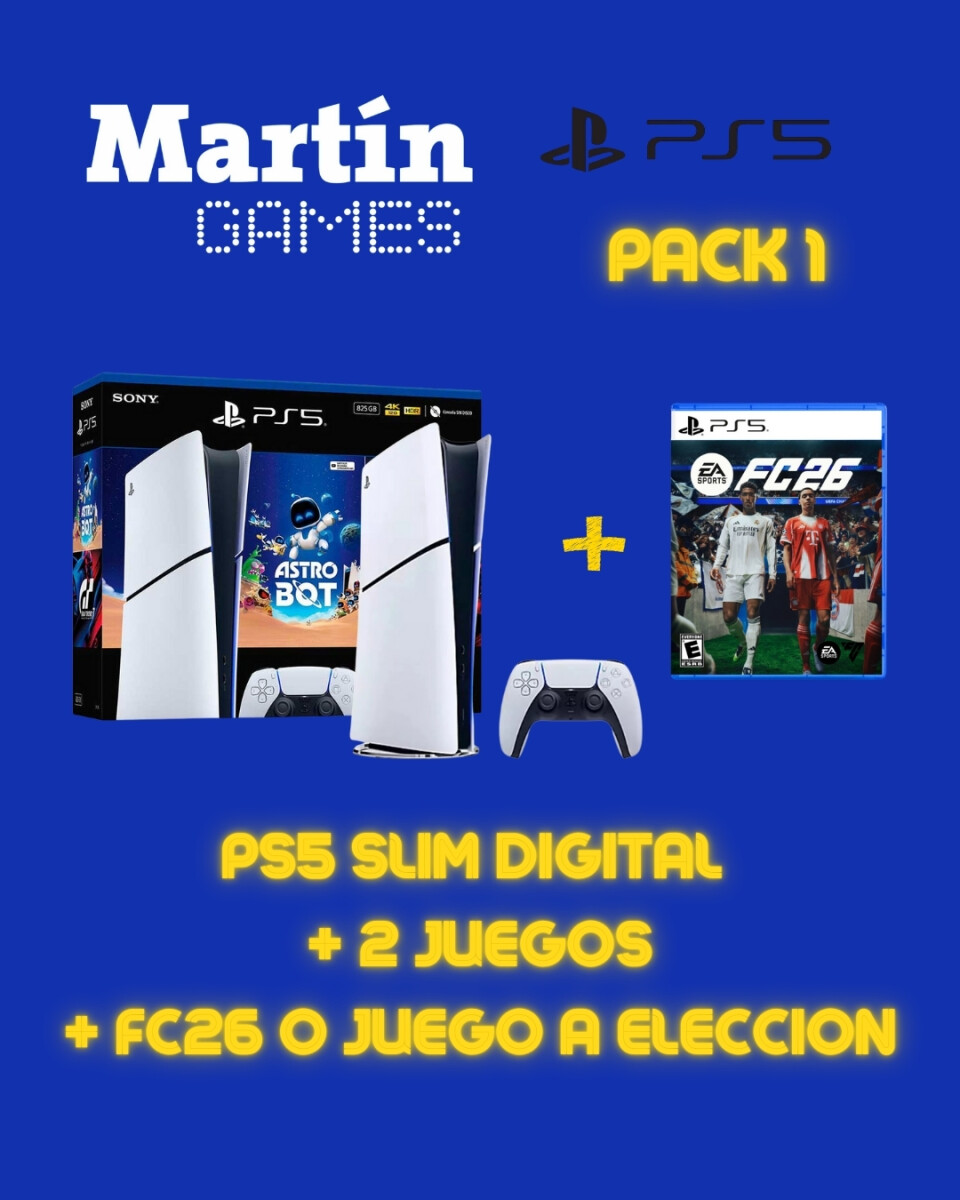 CONSOLA Playstation 5 PS5 SLIM DIGITAL + FC26 O JUEGO A ELECCIÓN + ASTROBOT Y GT7 