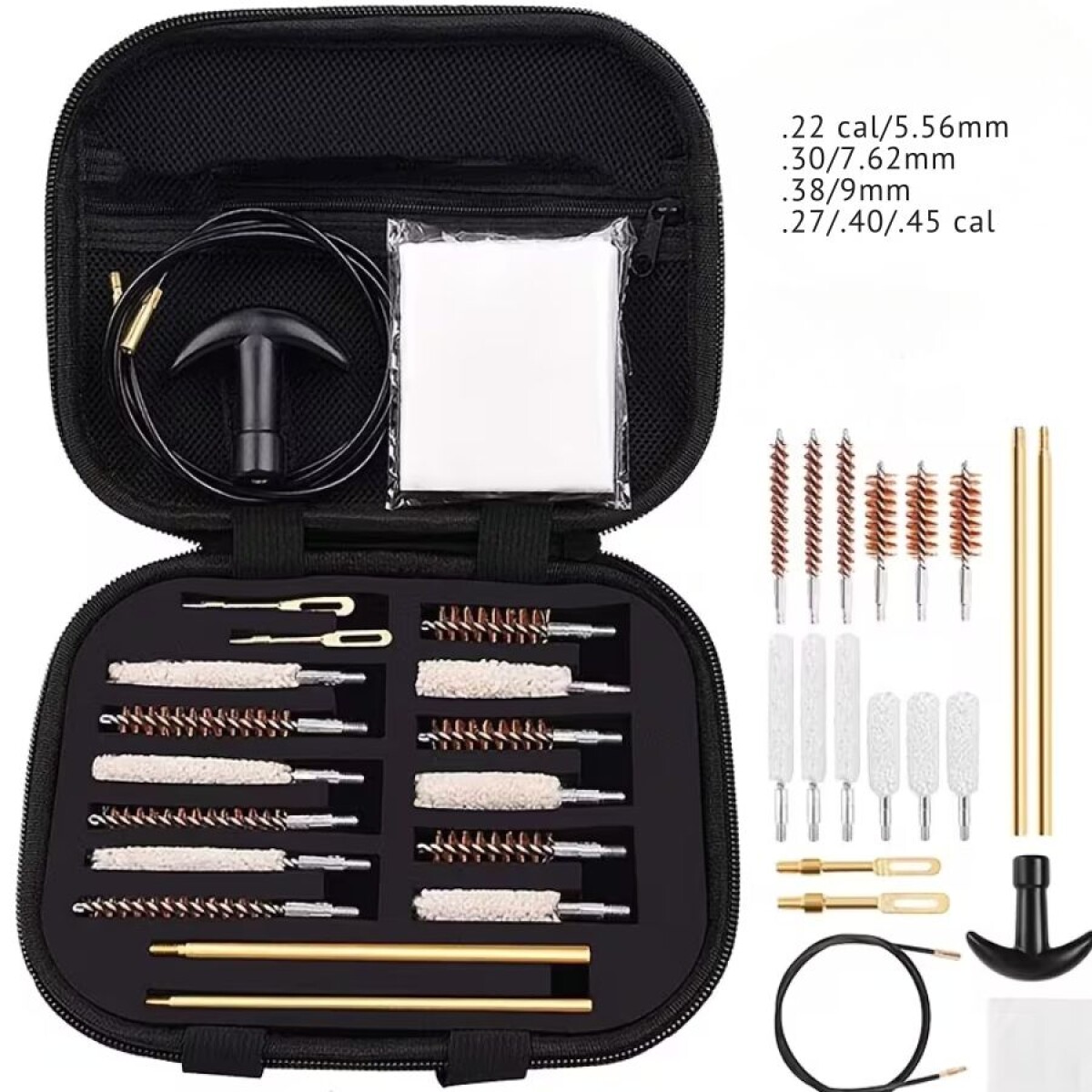 Kit Limpieza Armas 19 en 1 Universal Cepillos Bronce + Varillas + Parches + Estuche 
