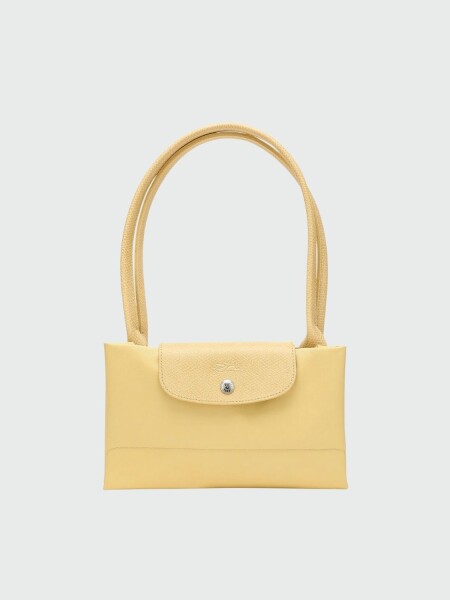 Longchamp -Cartera Longchamp plegable de nylon con cierre y asa larga, Le pliage L Amarillo Pastel