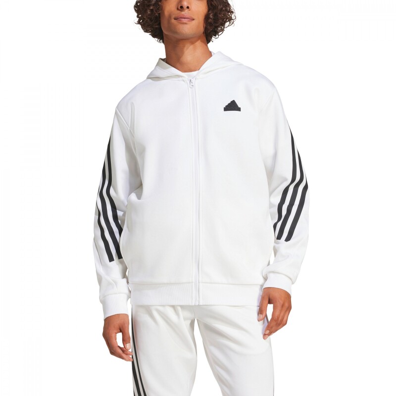 Abrigo Future Icons 3-Stripes Full Zip Hoodie de Hombre Blanco