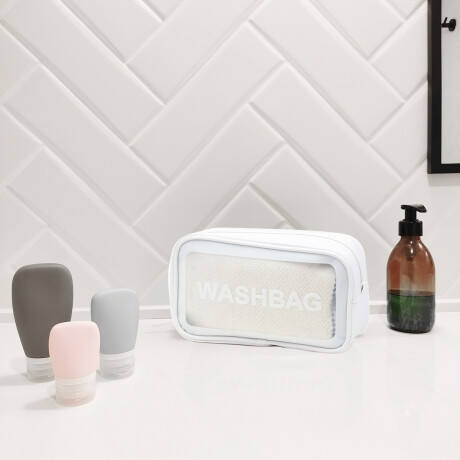 Neceser Transparente Washbag Grande Blanco