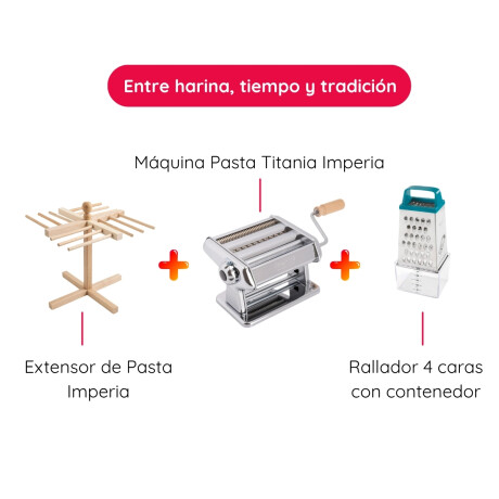 Máquina de Pasta con Extensor de Pasta y Rallador 4 Caras con Contenedor Máquina de Pasta con Extensor de Pasta y Rallador 4 Caras con Contenedor