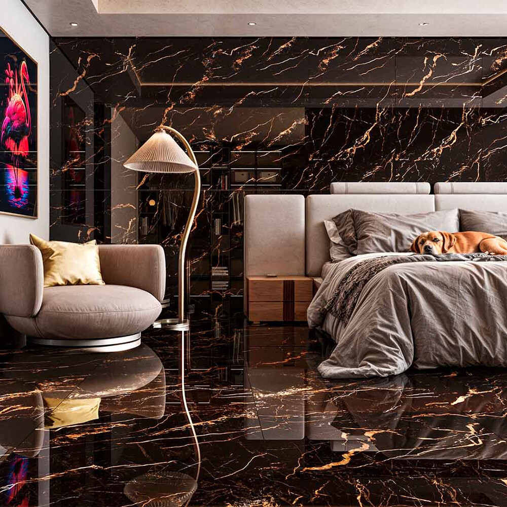 SEMIGRES NERO PORTORO POL "A" 75X75 CM Semigres Nero Portoro Pol "a" 75x75 Cm