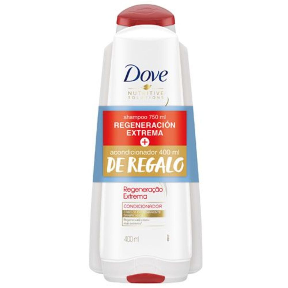 Shampoo Dove Regeneración Extrema - 750 ML + AC 400 ML de REGALO 