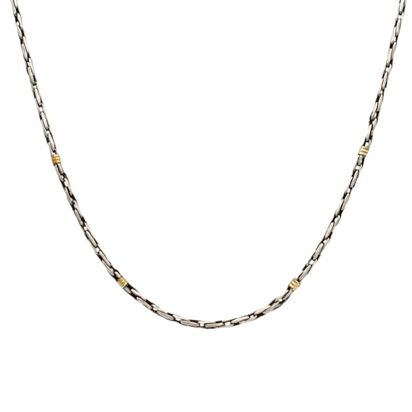 Cadena Rolo rectangulo-Plata y Oro-Sin Piedra-CD5006 sinpiedra